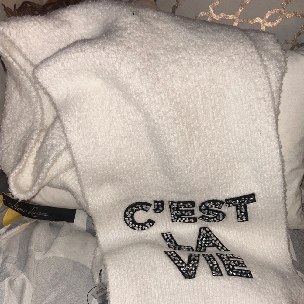 Karl Lagerfeld White C'est La Vie Scarf